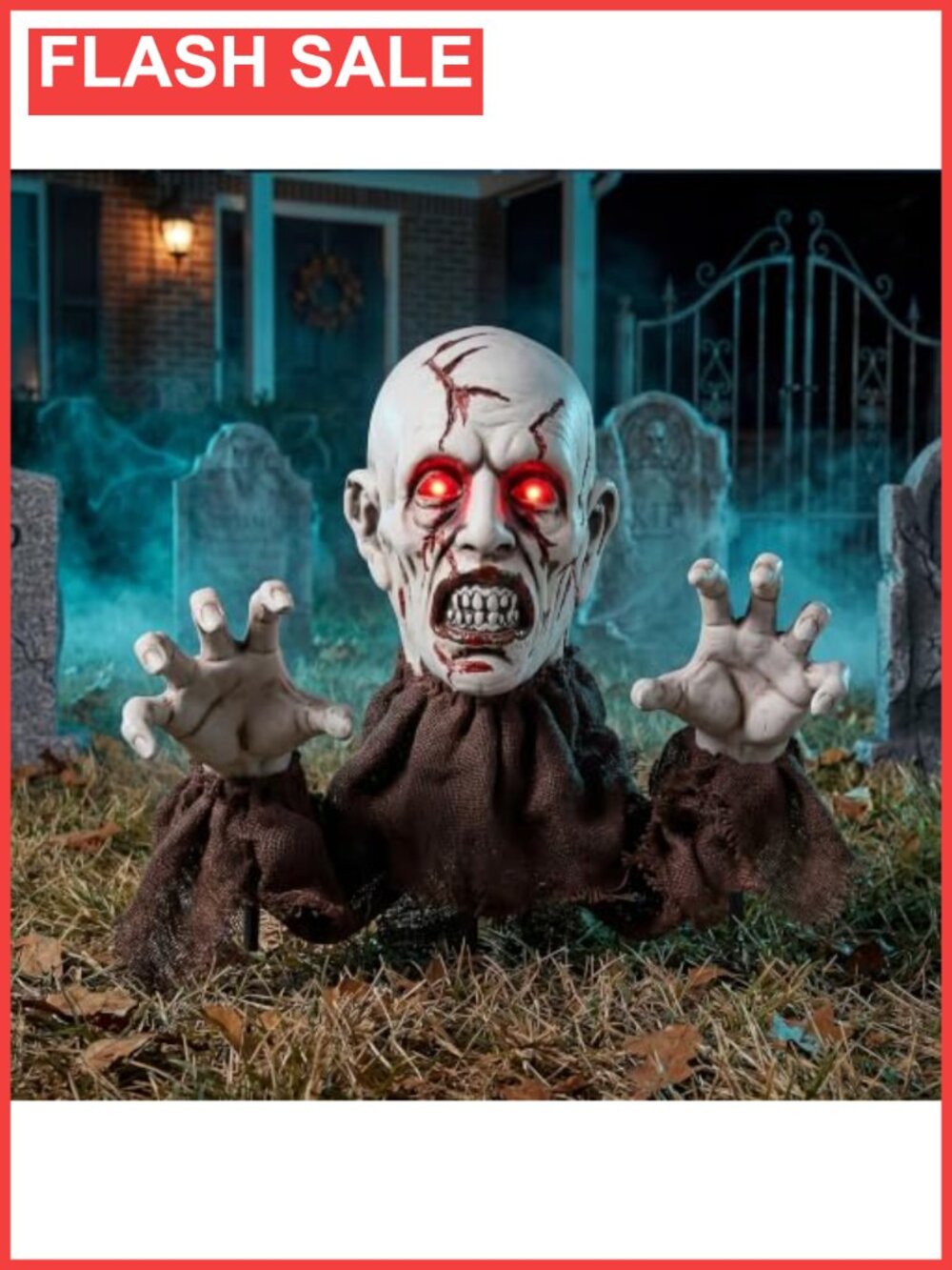 Halloween Zombie Groundbreaker Stakes LED Eyes Yard Decor 15.75 In